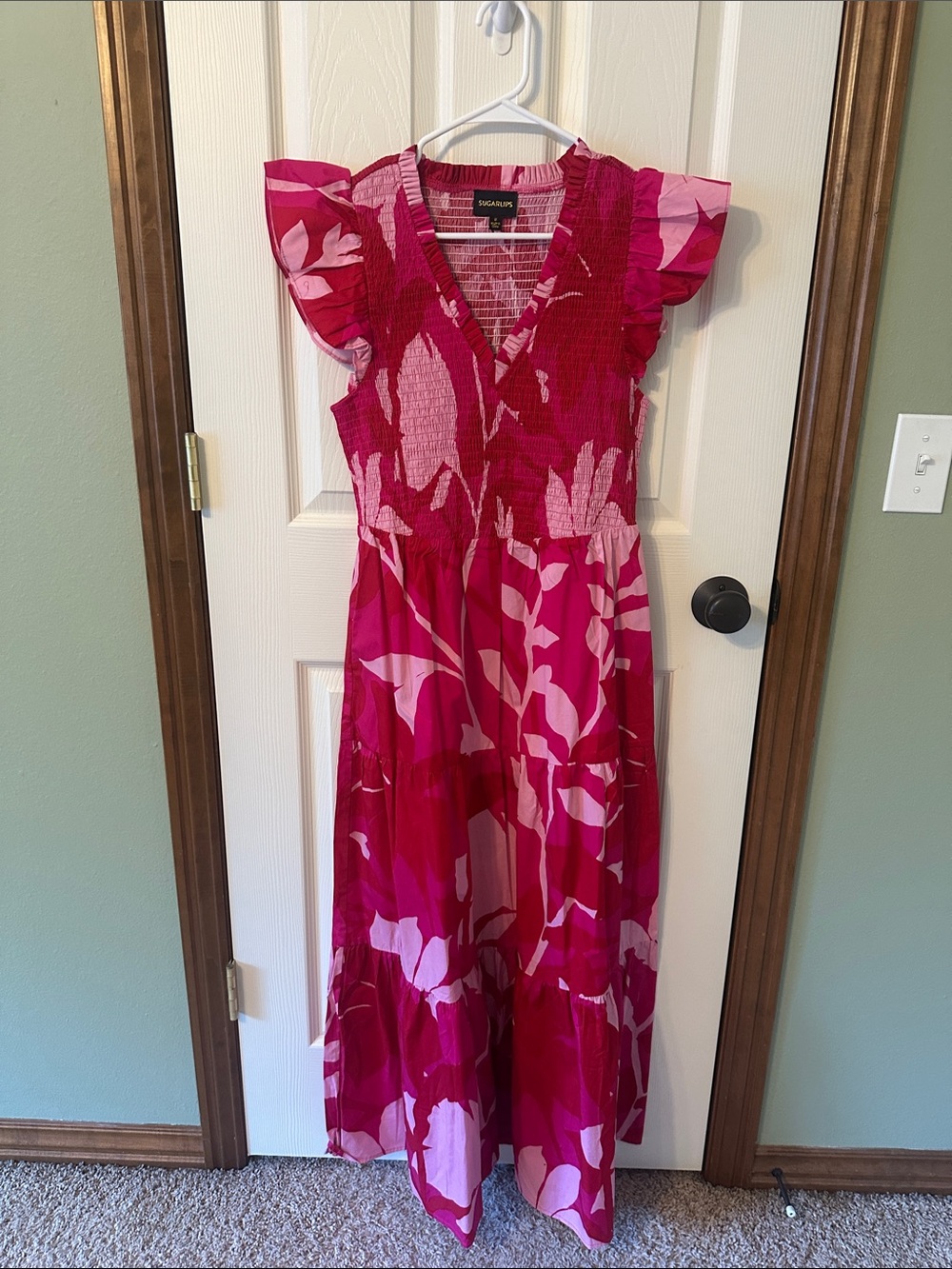 Sugarlips Fuchsia & Light Pink Floral Maxi Dress